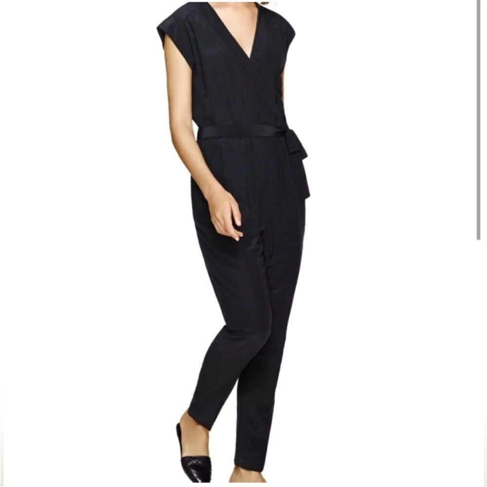 Babaton black silk jumpsuit L